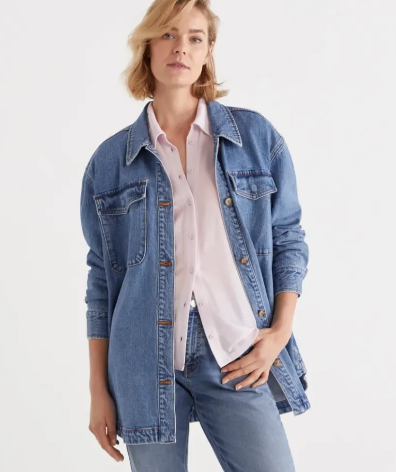 Wool Blend Button Long Sleeve Top<Sussan Discount