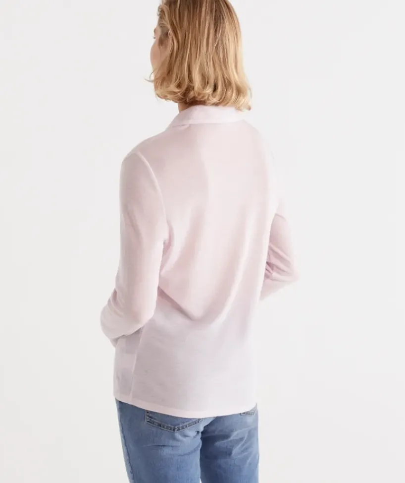 Wool Blend Button Long Sleeve Top<Sussan Discount
