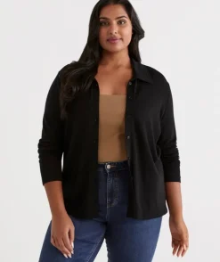 Wool Blend Button Long Sleeve Top<Sussan Best