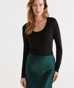 Wool Blend Scoop Top<Sussan Online
