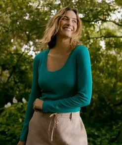 Wool Blend Scoop Top<Sussan Online